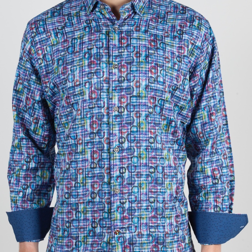 Blue Multicolor Circles and Gingham